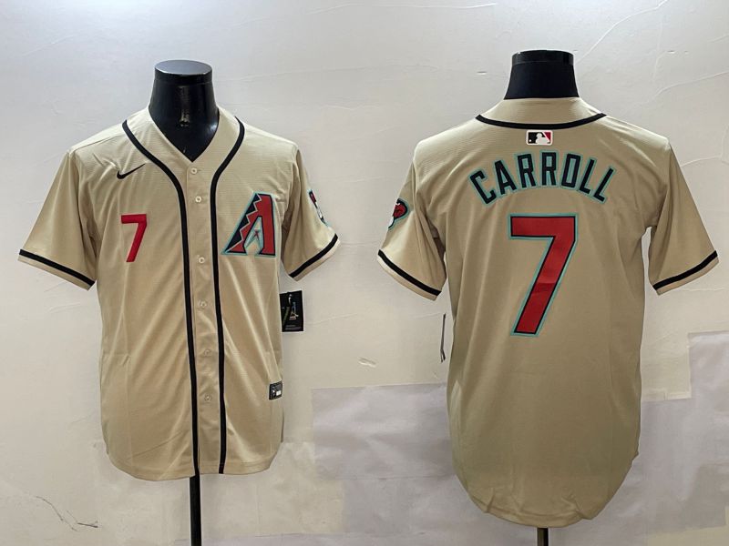 Men Arizona Diamondback #7 Carroll Cream Game 2025 Nike MLB Jersey style 4->arizona diamondback->MLB Jersey